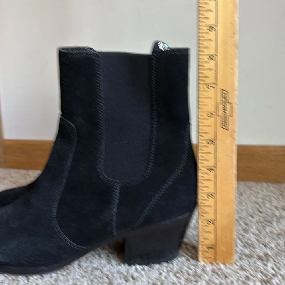 Paige Women’s Black Suede Leather Willa Western Style Chelsea Ankle Boot Booties